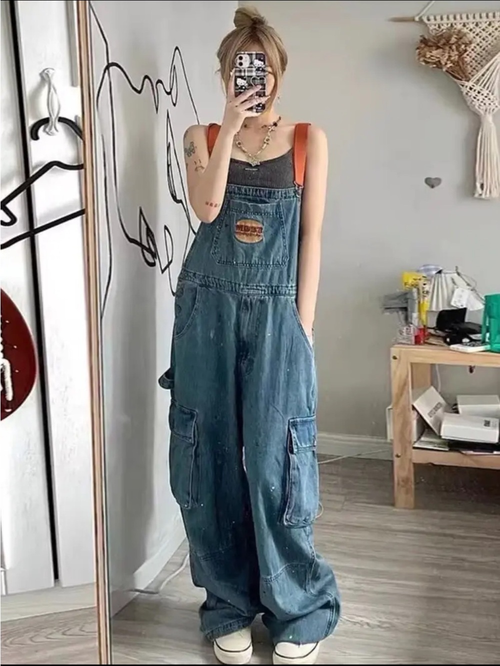 🆕👖Wide-Leg Denim Overalls in Blue - Casual Women's Jeans NWT